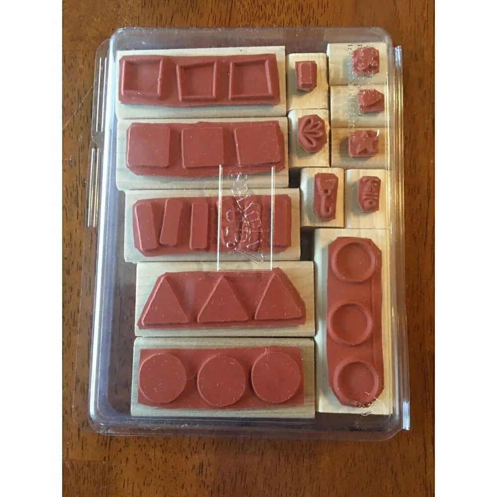 Stampin' Up FUN WITH SHAPES Set 13 Wood Mounted Rubber Stamps Lot Scrapbooking